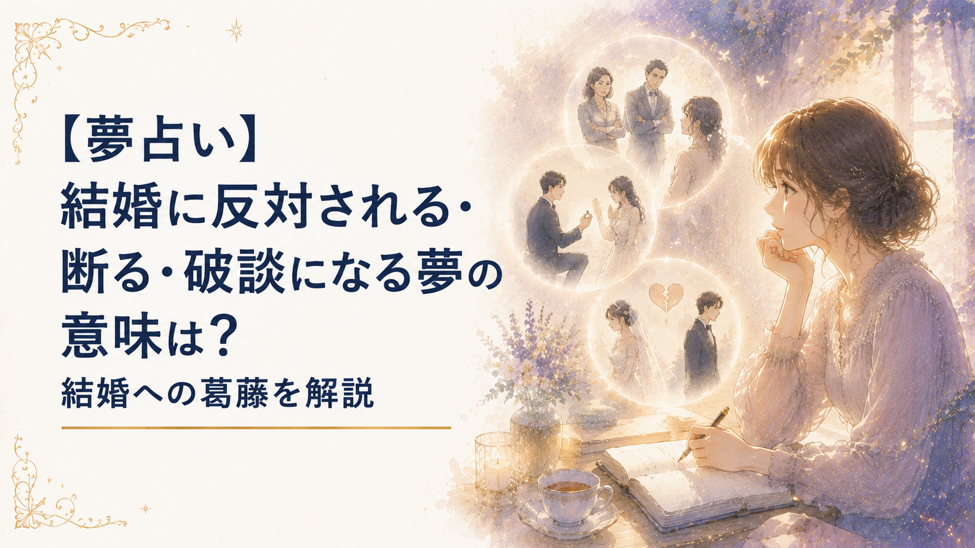 結婚に反対される夢やプロポーズを断る夢を思い返しながら自分の本音と向き合う女性
