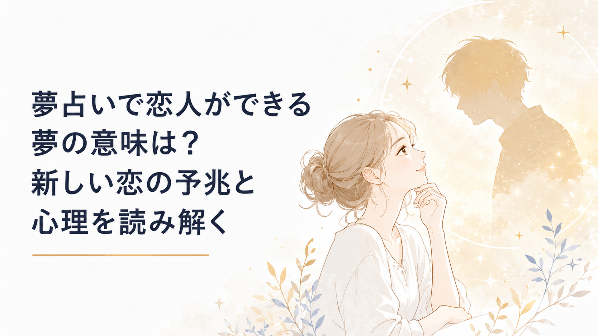 夢の中で新しい恋人と出会い穏やかな光の中でこれから始まる恋を予感する女性